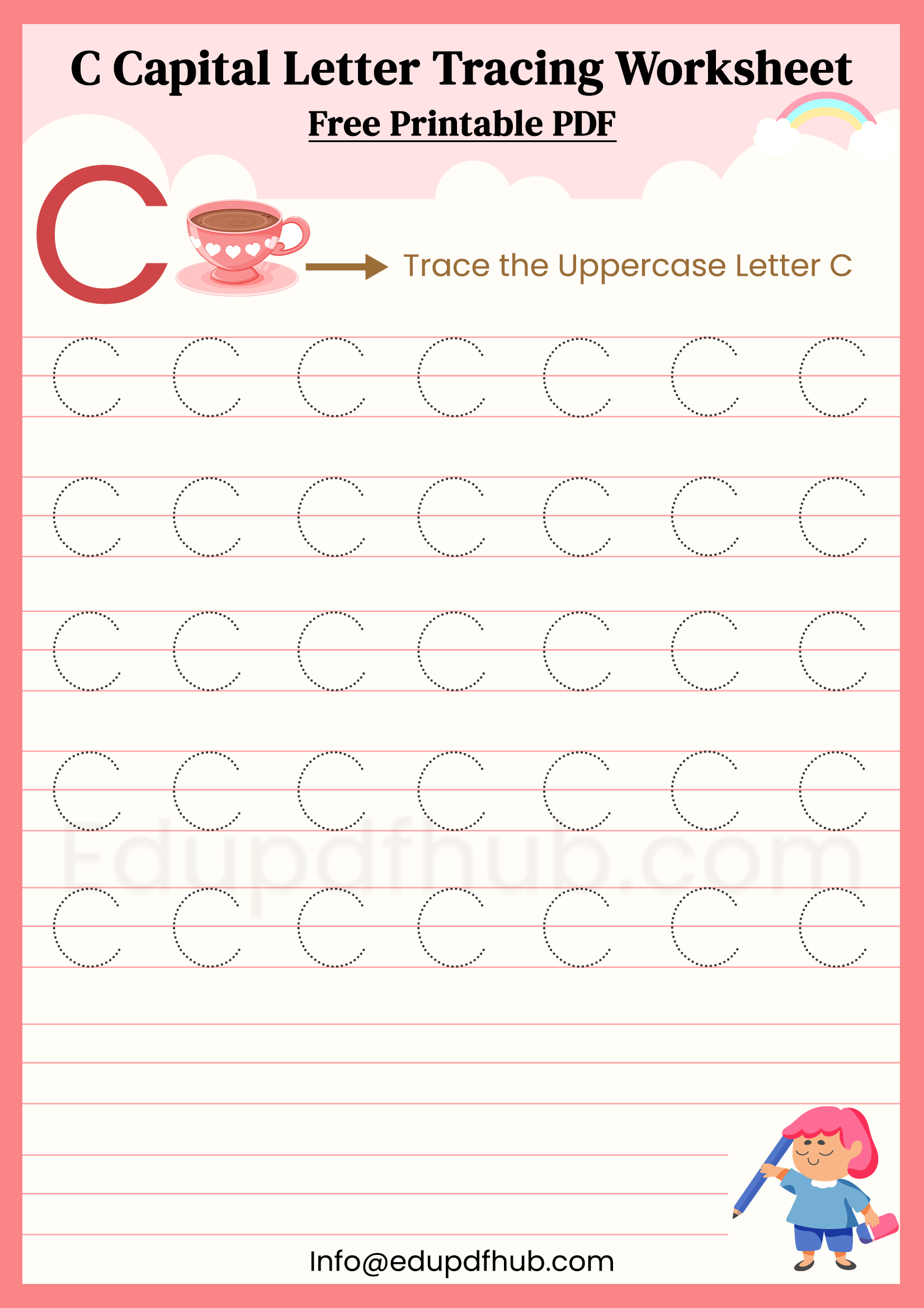 C Capital Letter Tracing Worksheet – Free Printable PDF
